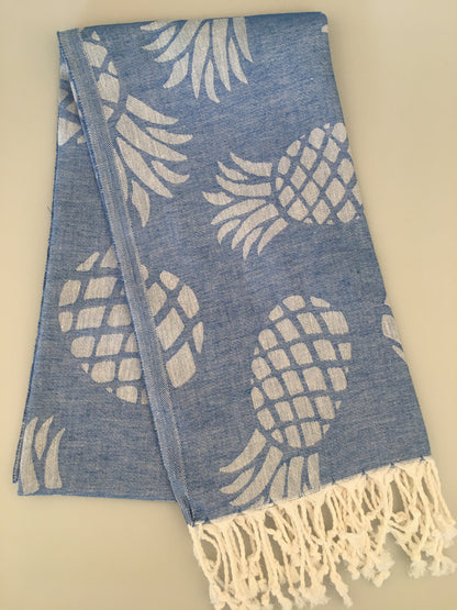 Турецкое жаккардовое полотенце Пештемаль Side Pineapple (300г / 400г)