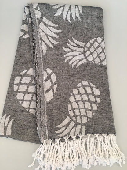 Турецкое жаккардовое полотенце Пештемаль Side Pineapple (300г / 400г)